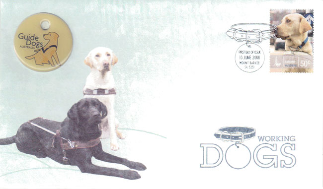 2008 Australia FDC Working Dogs with Badge